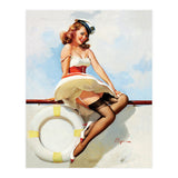 Sailing Pinup Girl With Captain Hat (Print Only) thumbnail