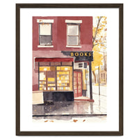 Cozy Bookshop, Autumn Book Shop Street Art, LibraryBook Store