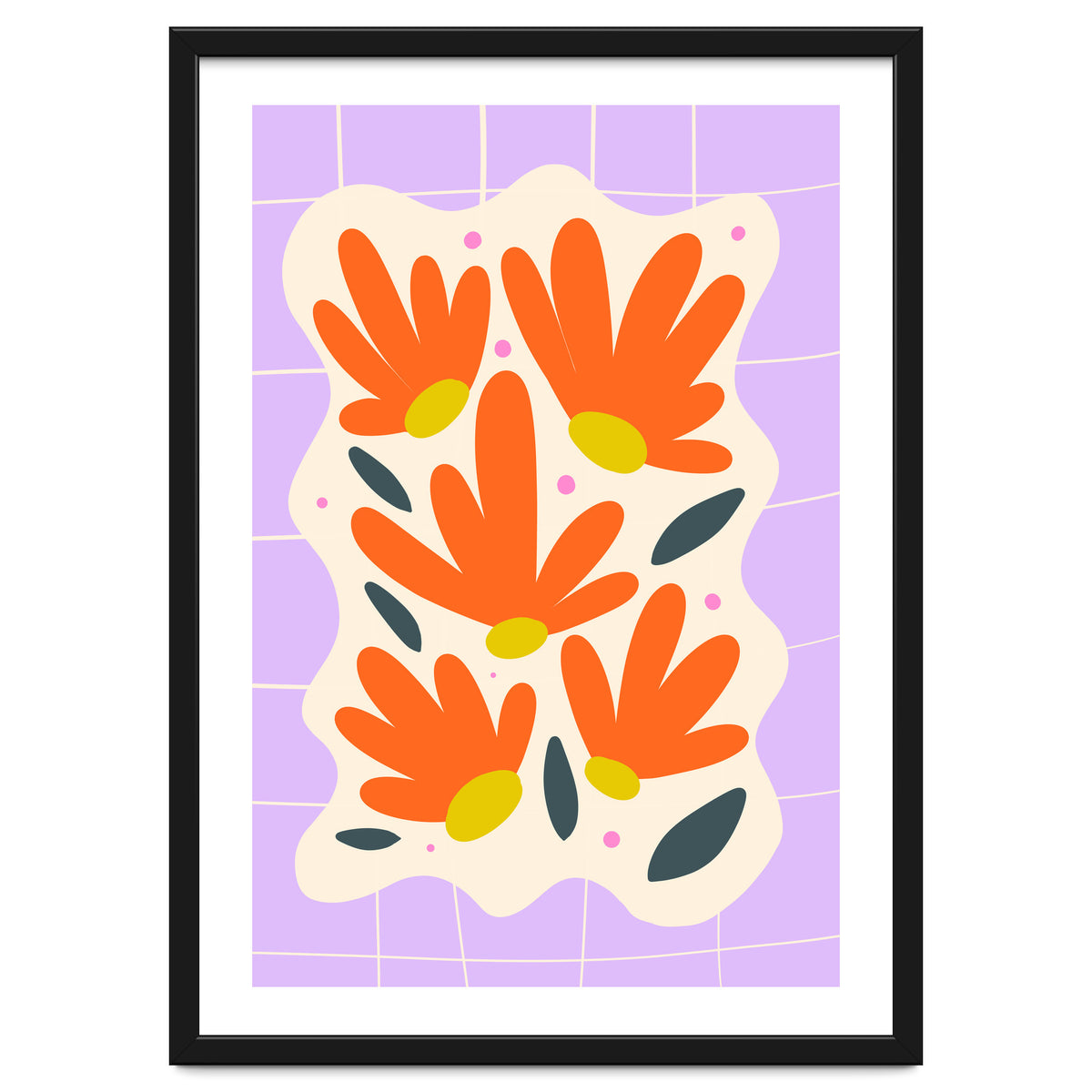 Modern Grid Floral Violet