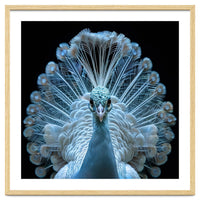 Majestic White Peacock Displaying Its Feathers