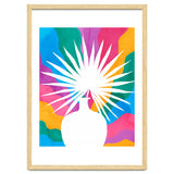 Fan Palm, Tropical Nature Botanical Colorful Watercolor, Abstract Jungle Rainbow Boho, Eclectic Plants Contemporary Modern thumbnail