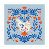 Blooming Chicken Blue And Orange (Print Only) thumbnail