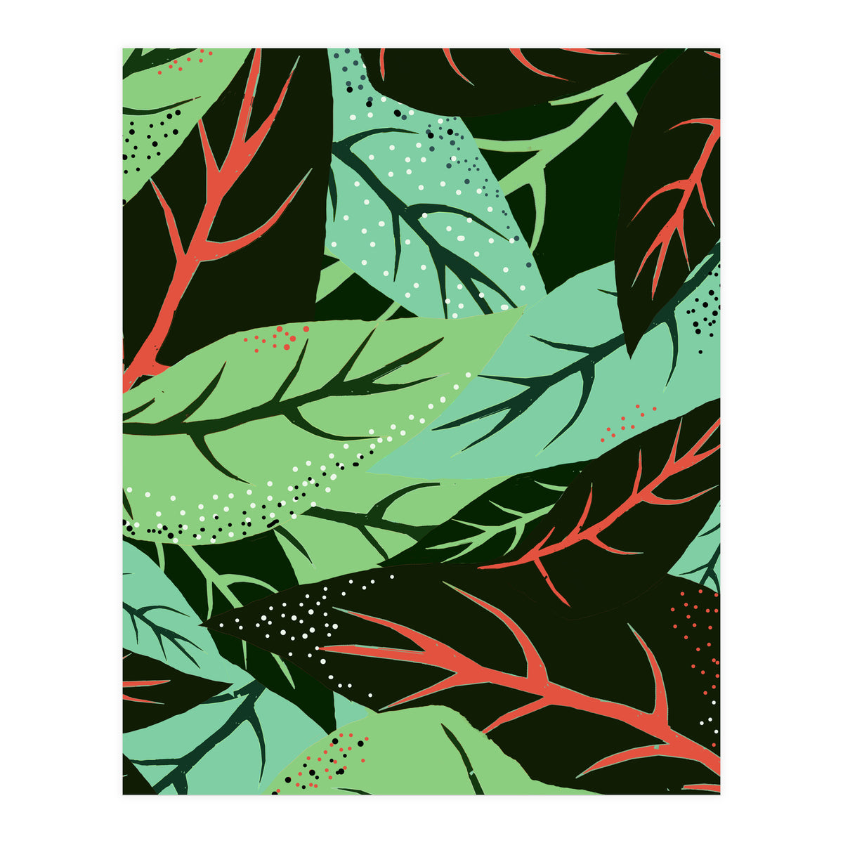 The Dark Jungle | Mystery Eclectic Forest | Maximalist Rainforest Nature Botanical Plants (Print Only)