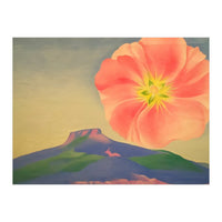 Georgia O’Keeffe – Hollyhock Pink with Pedernal (1937) | Vibrant Modernist Floral Landscape of New Mexico (Print Only)