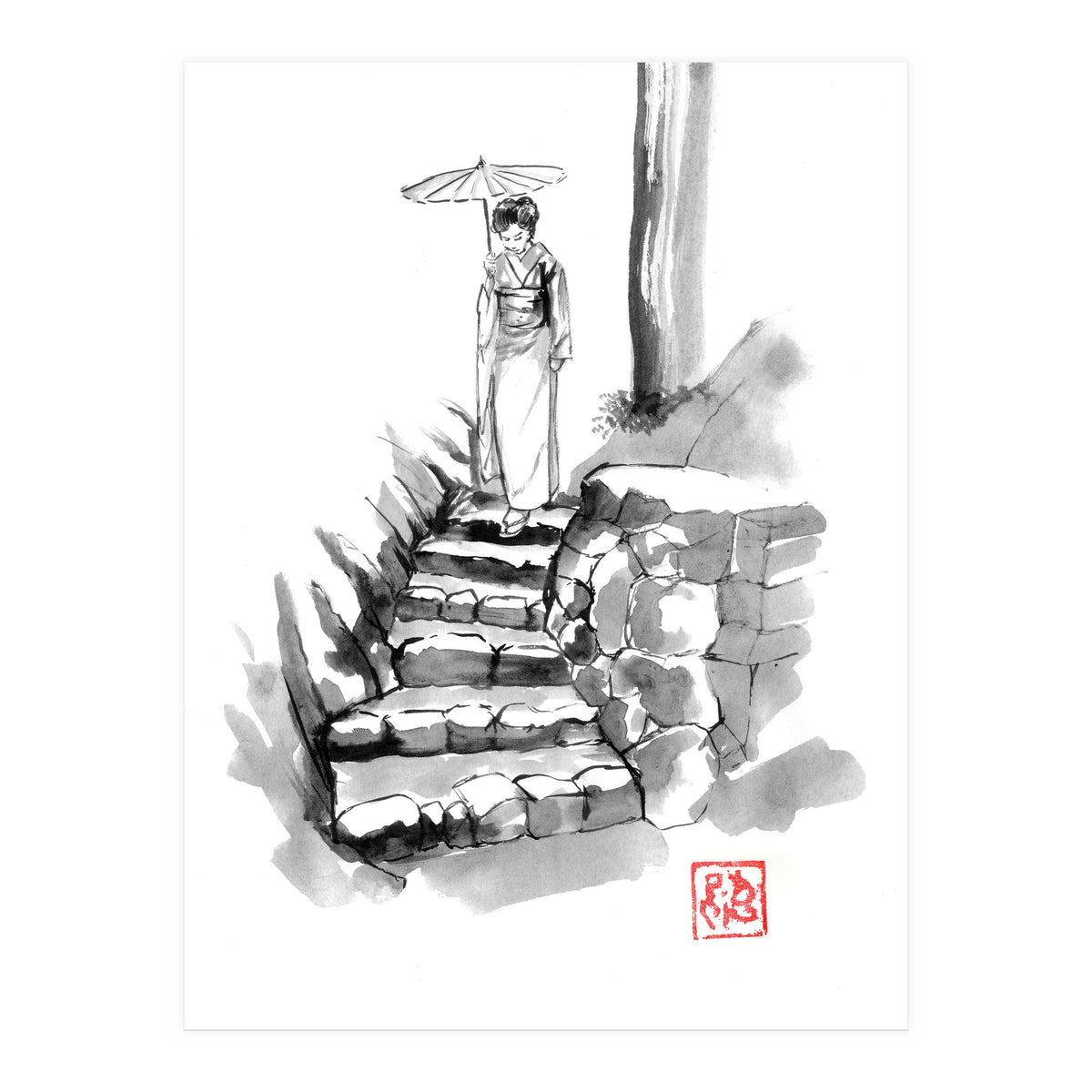woman Descending Stairs (Print Only)
