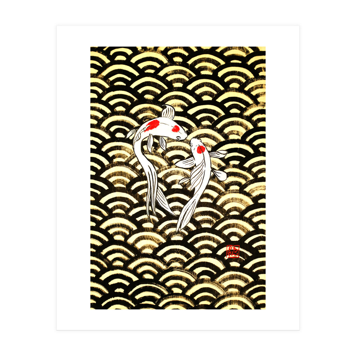2 Koi In Wood (Print Only)