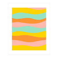 The Happy Bands, Abstract Pastel Positivity Colorful Painting Retro Rainbow Vintage Summer Bohemian Canvas Print (Print Only)