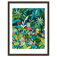 The Midnight Jungle, Botanical Nature Plants Tropical Forest, Watercolor Painting Floral Palm