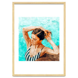 Simulacrum | Modern Bohemian Woman Swim | Summer Swimming Pool Fashion Watercolor Painting thumbnail