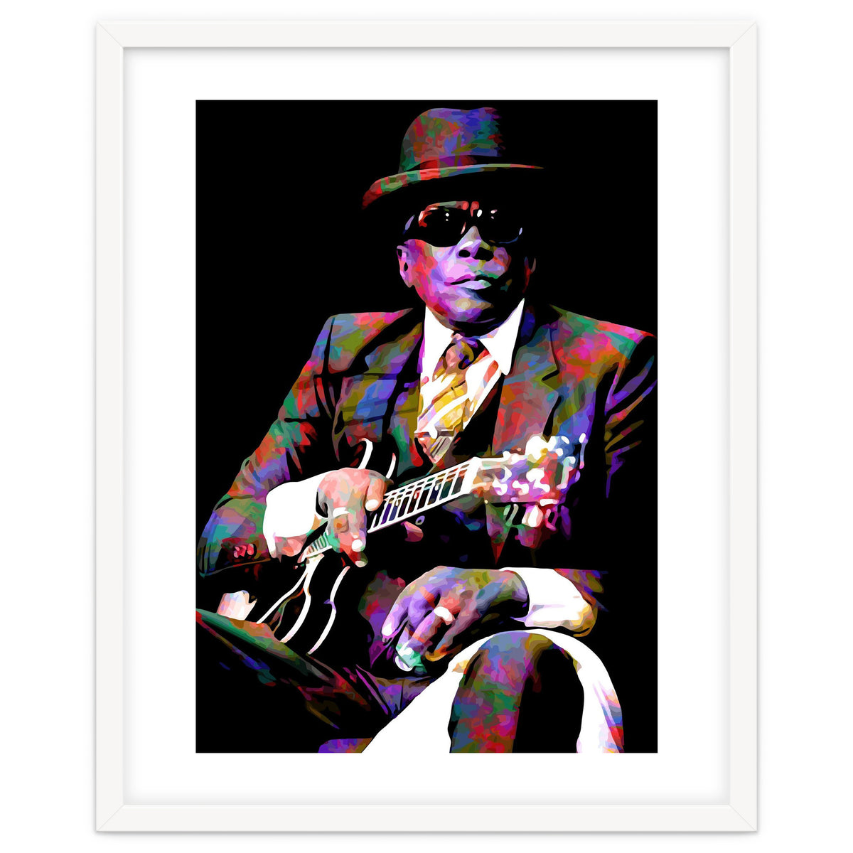 John Lee Hooker American Blues Musician Legend Colorful Art