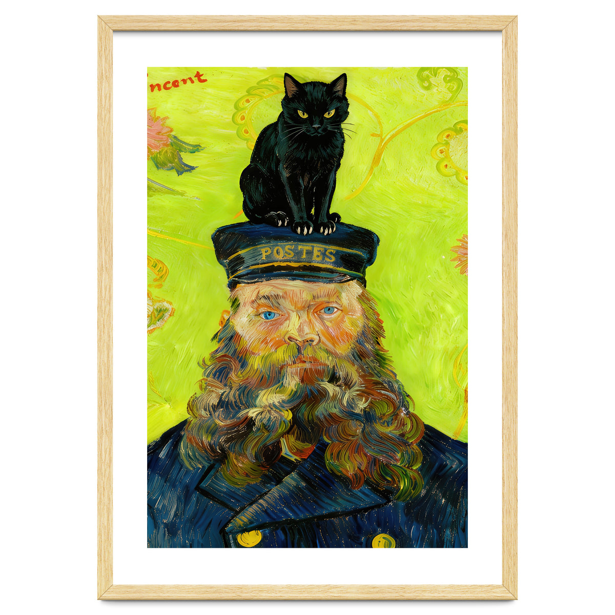 Black Cat on the Postman’s Hat, Van Gogh Inspired Painting
