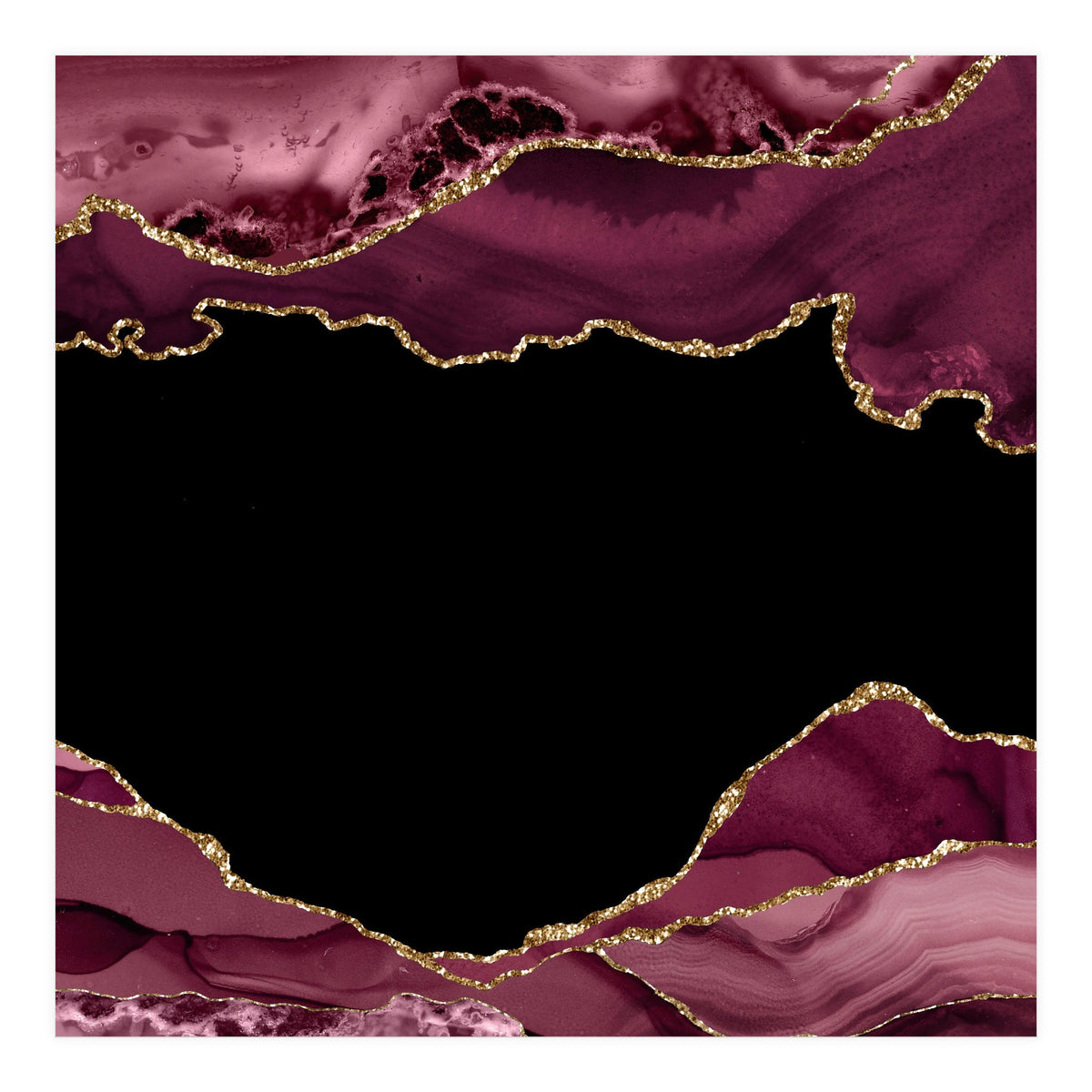 Burgundy & Gold Agate Texture 18  (Print Only)