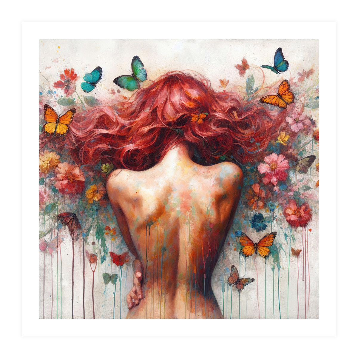 Wild Red Hair Butterfly Back (Print Only)