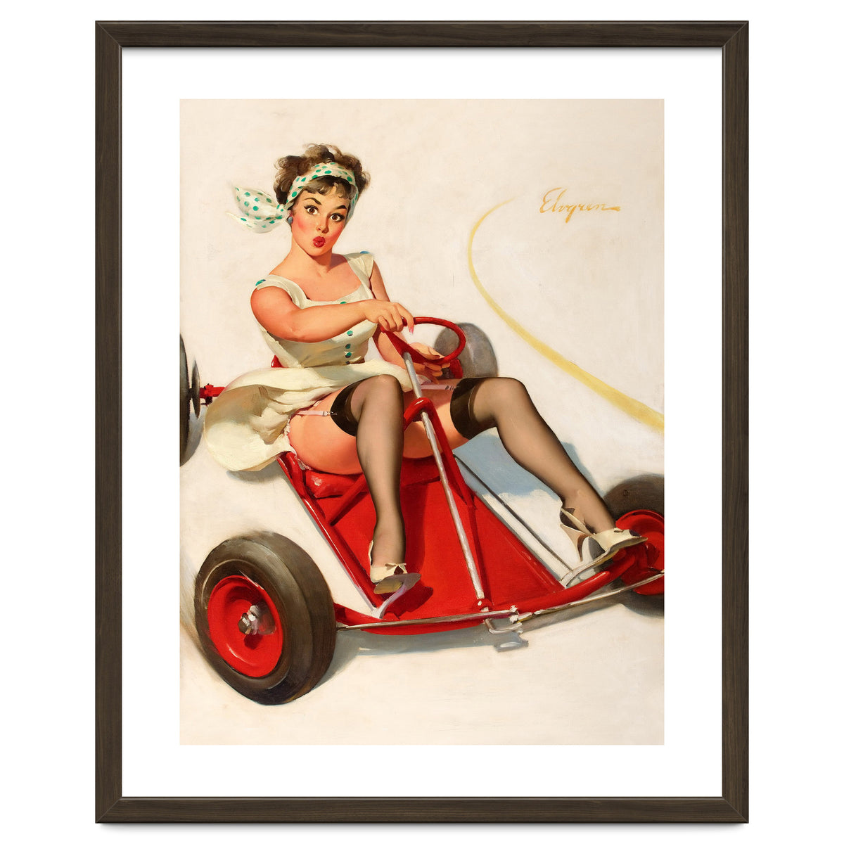Pinup Sexy Girl On A Go Cart Car
