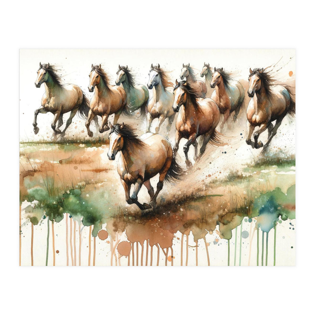 Galloping Horse Herd (Print Only)