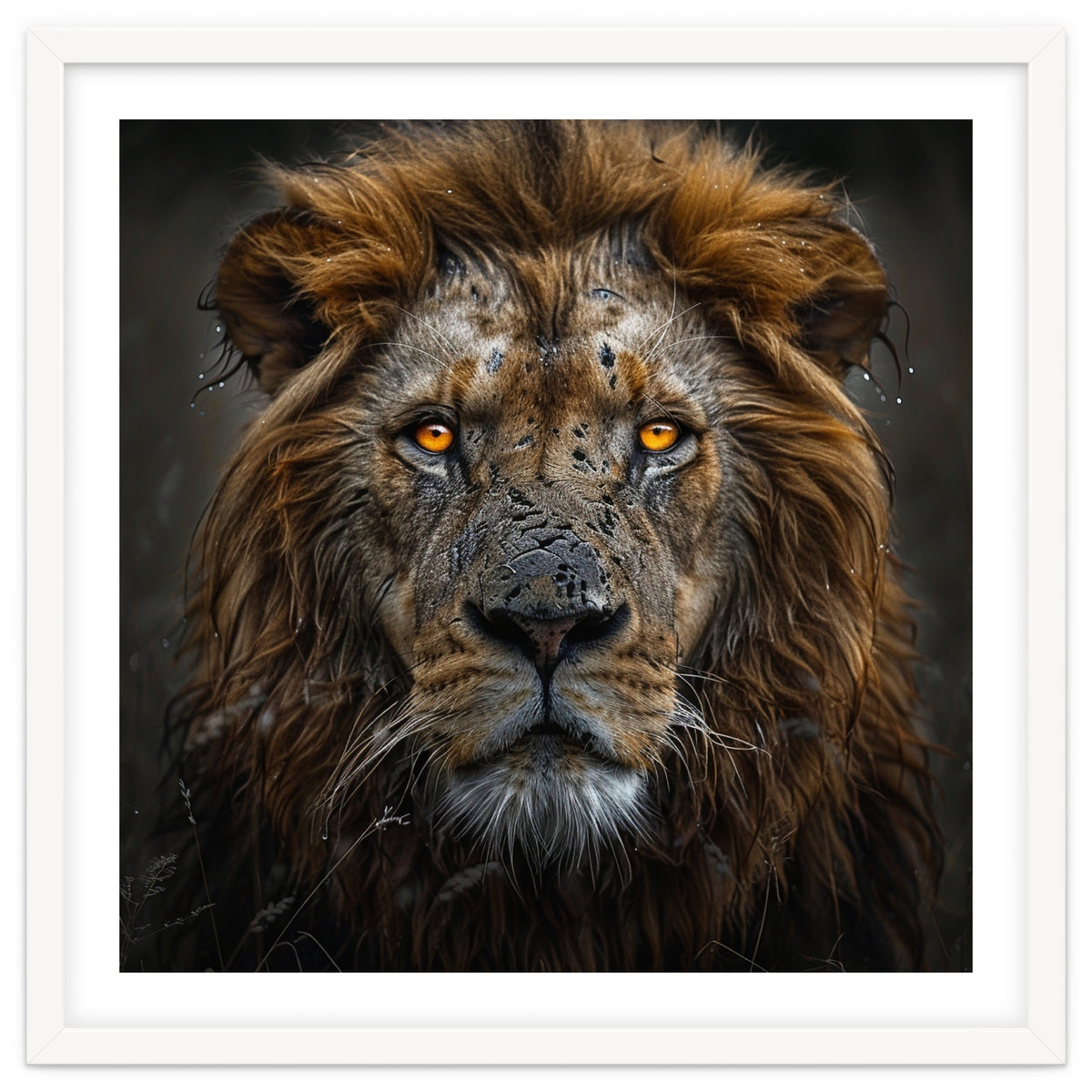 Majestic Lion With Glowing Eyes Close Up Portrait