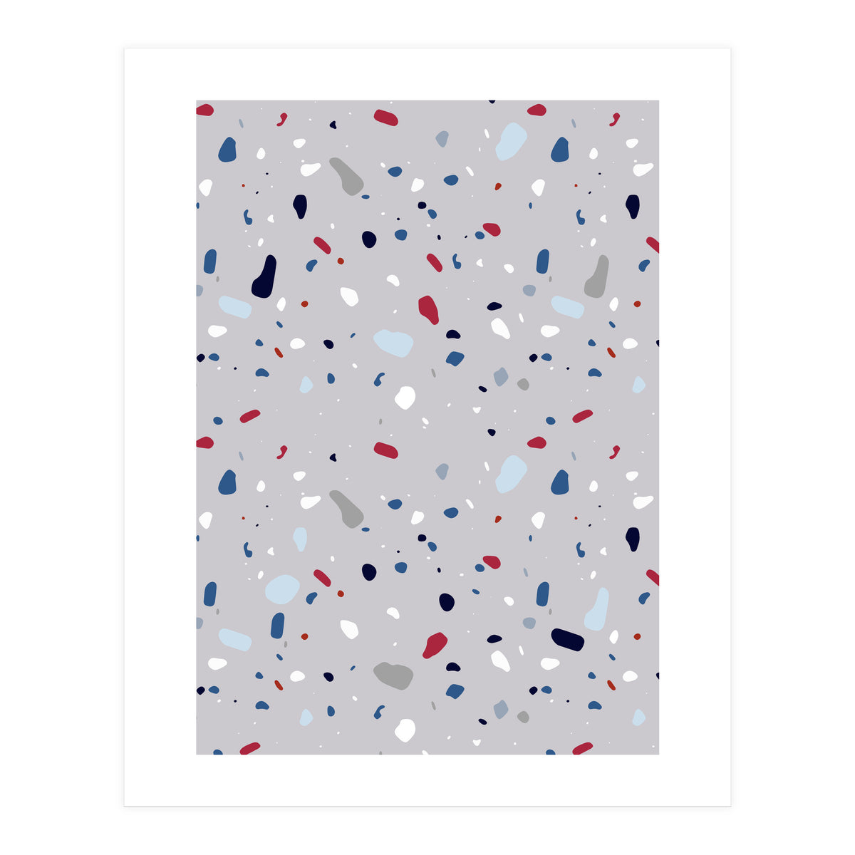 Modern Gray Blue Rounded Terrazzo (Print Only)