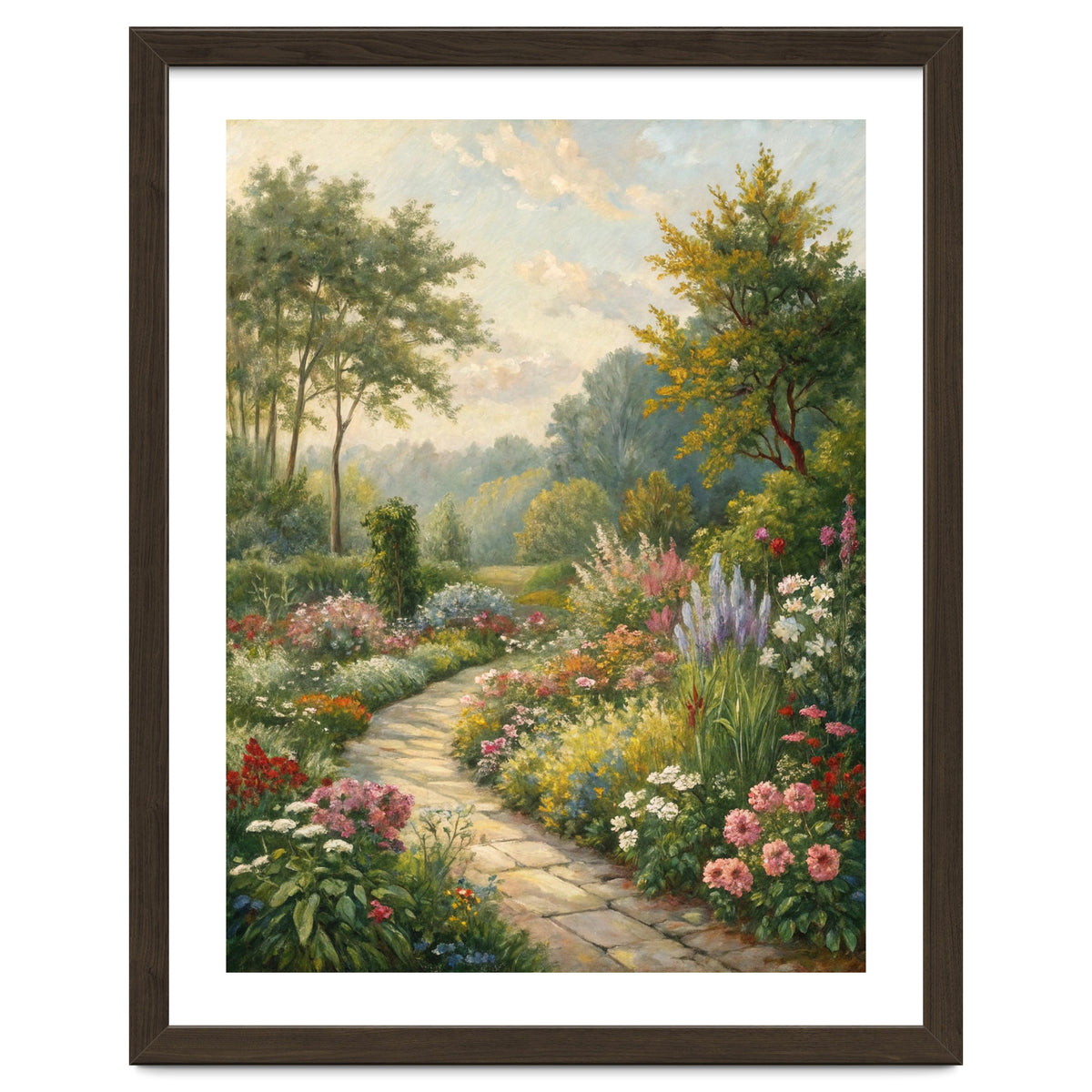 Enchanted English Cottage Garden Oil Painting