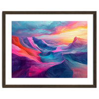 Vibrant Abstract Mountain Landscape at Sunset