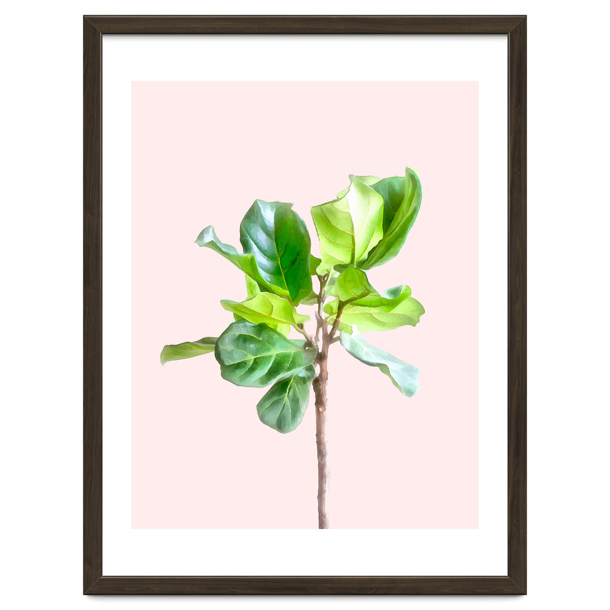Intimate Energy, Blush Pastel Botanical Plant Minimal Painting, Pink Green Nature