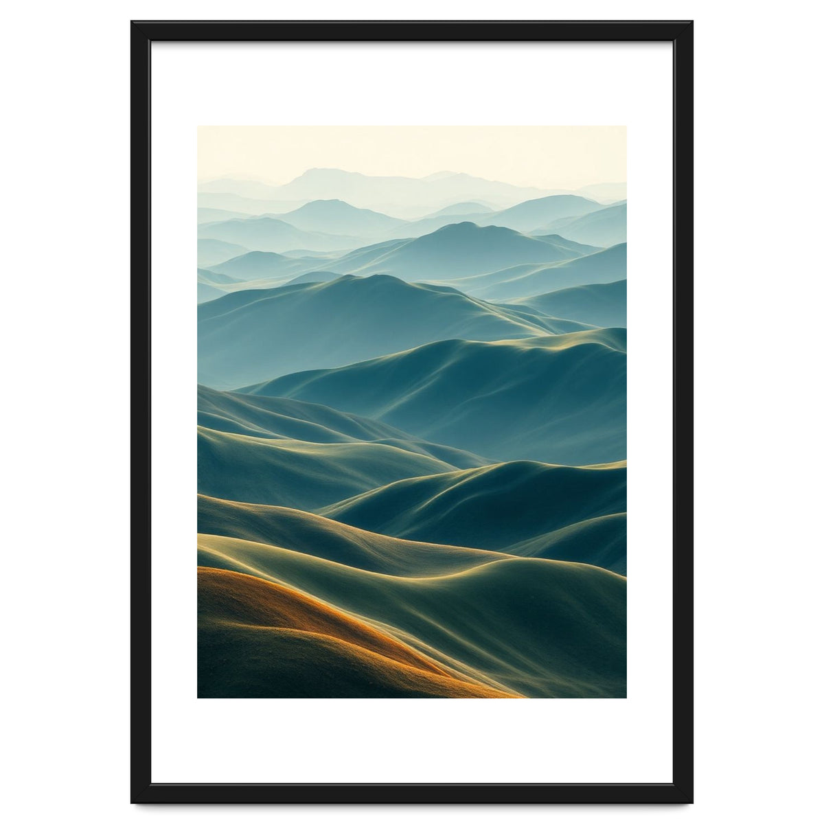 Minimalist Misty Mountain Landscape Wall Art