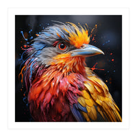 Vibrant Bird With Colorful Splatter Paint  (Print Only)