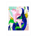 Blue Leaf | Abstract Botanical Floral Painting | Eclectic Pop of Color Nature | Jungle Plants (Print Only) thumbnail