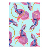 HullaHoops, Eclectic Colorful Fish Graphic Design, Animals Gold Rings Surrealism Quirky (Print Only) thumbnail