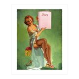 Pinup Girl Posing With Her Big Diary Book (Print Only) thumbnail