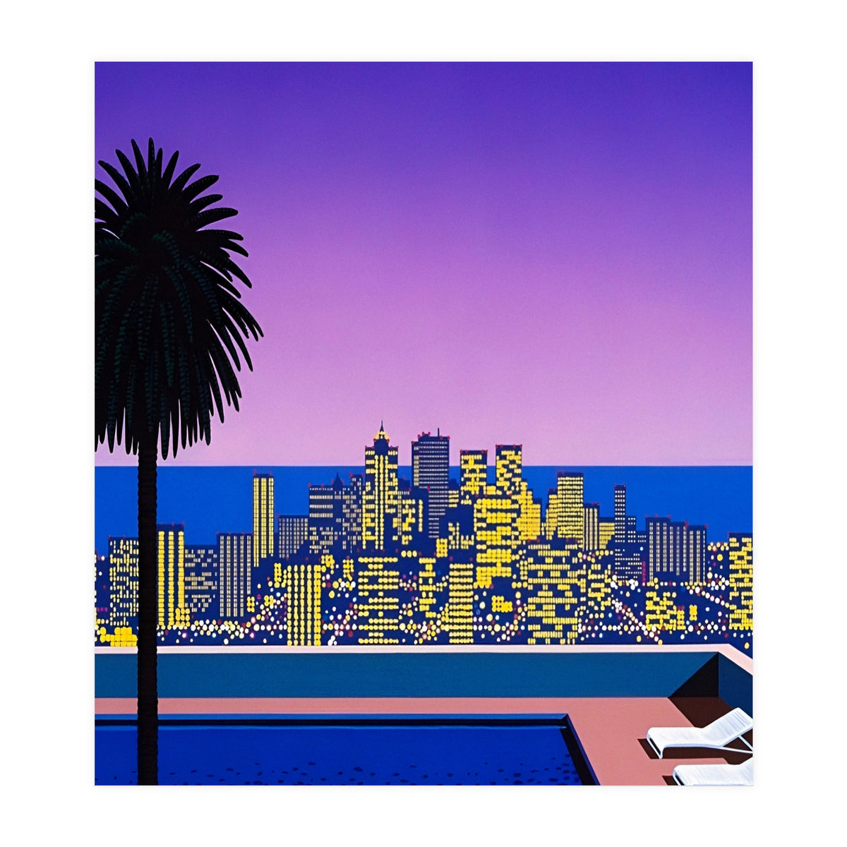 Hiroshi Nagai - City Pop At Night, Swimming Pool (Print Only)