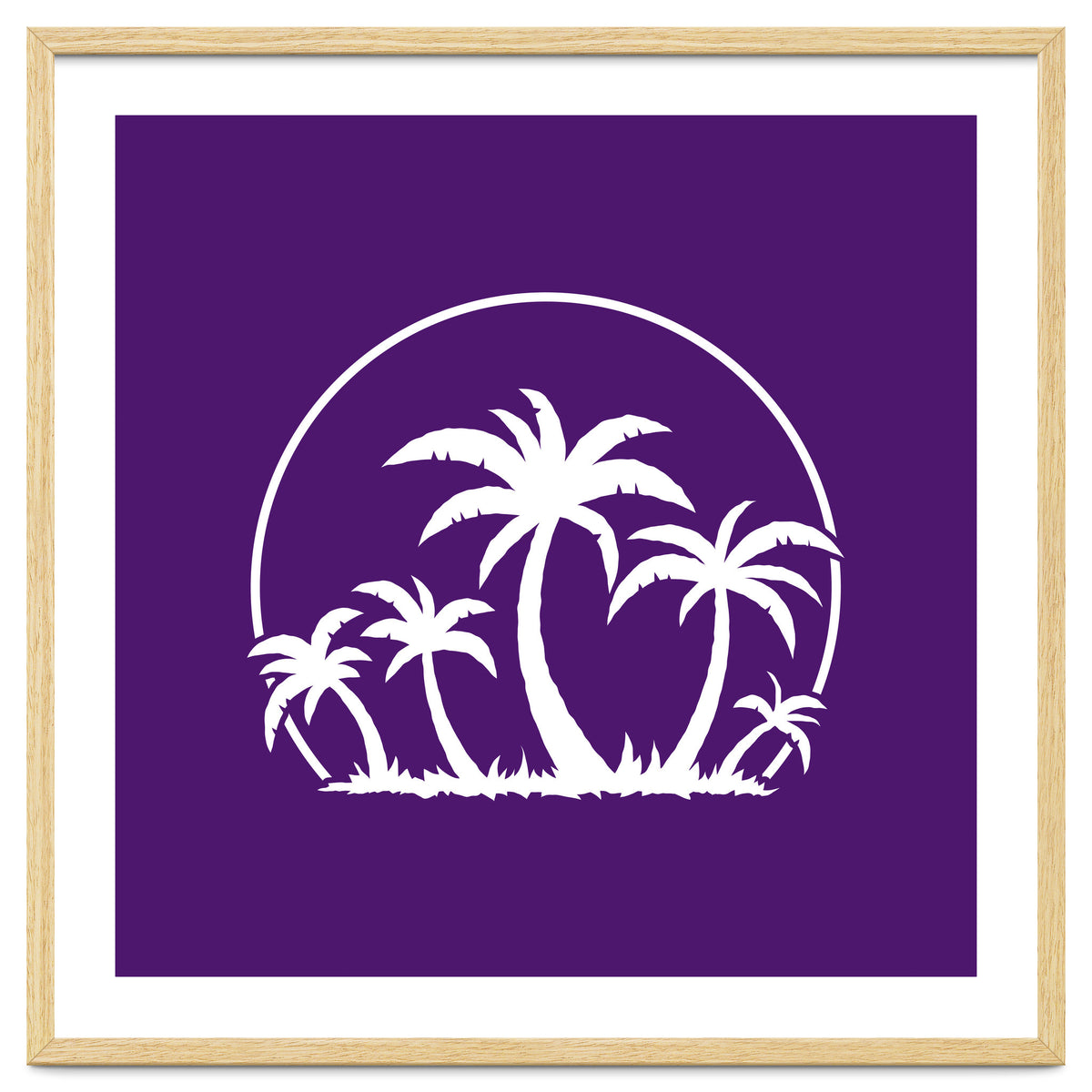 Palm Trees And Sunset in White