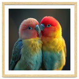 Lovebirds Perched Together Vivid Colors thumbnail