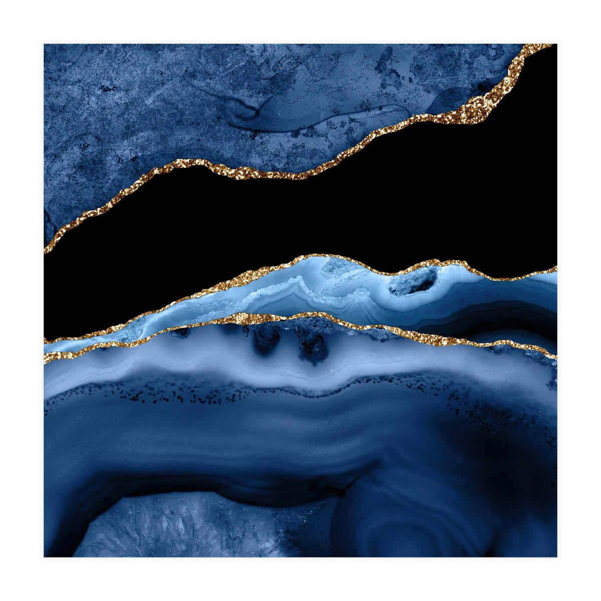 Navy & Gold Agate Texture 13  (Print Only)