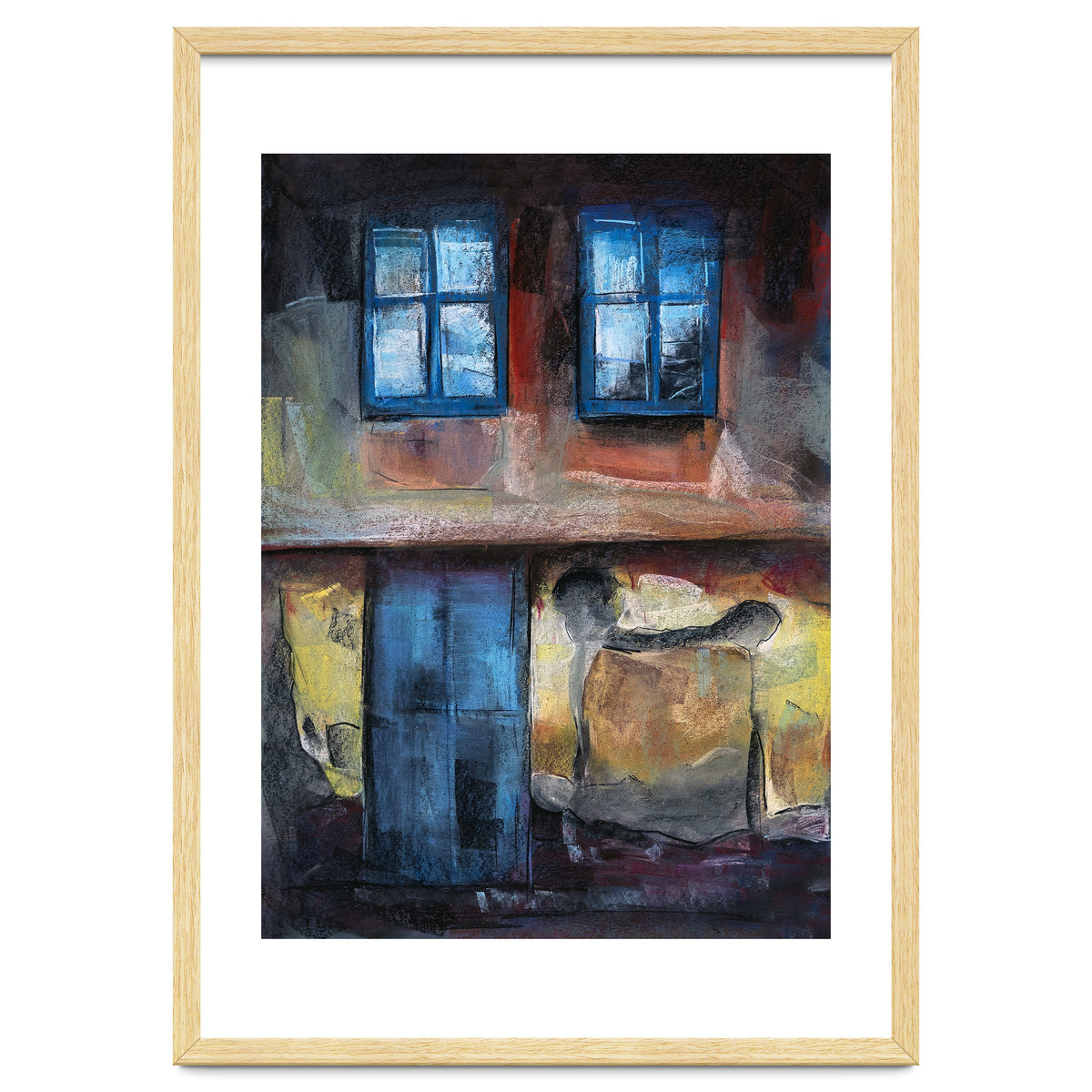 Pastel impression of an old house facade