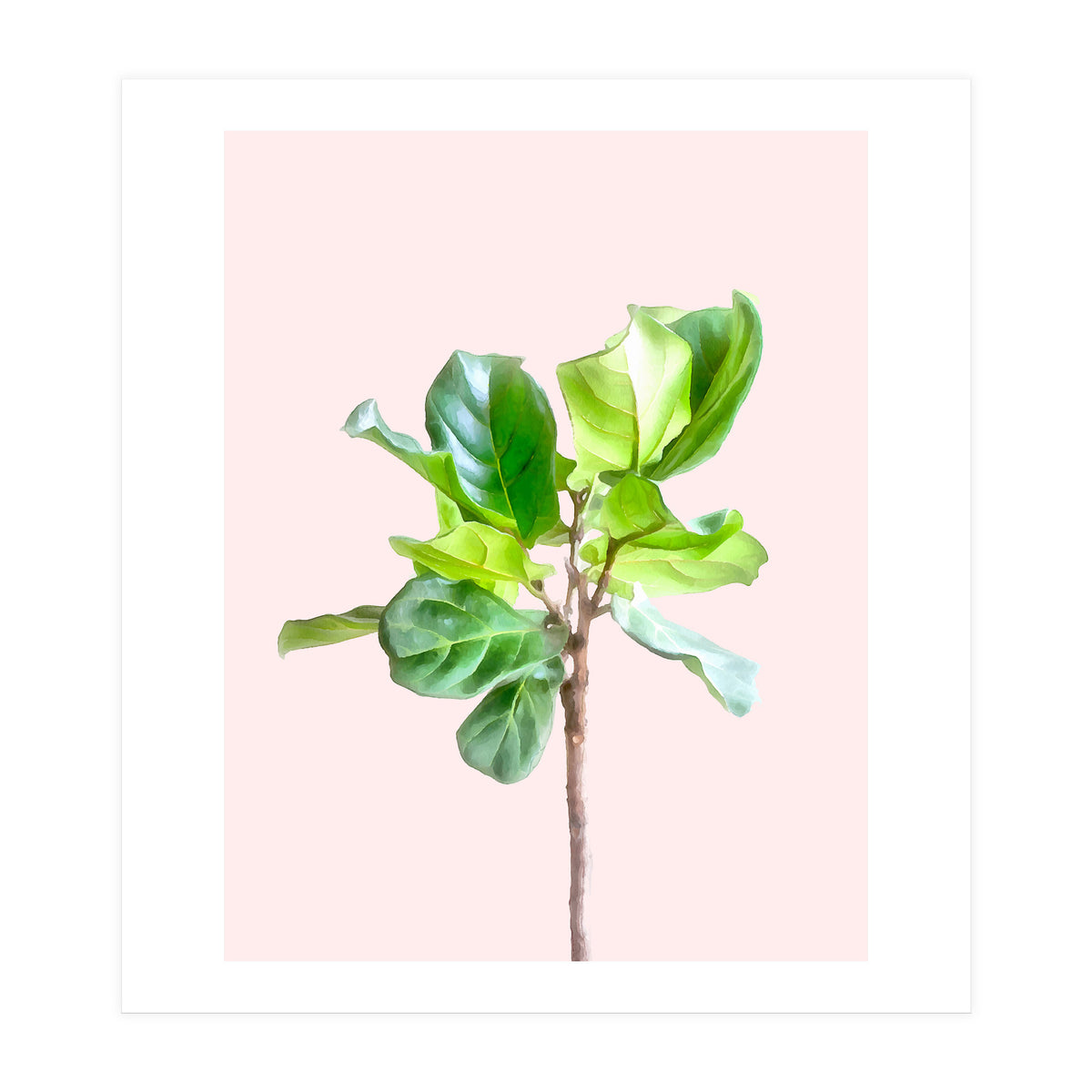Intimate Energy, Blush Pastel Botanical Plant Minimal Painting, Pink Green Nature (Print Only)