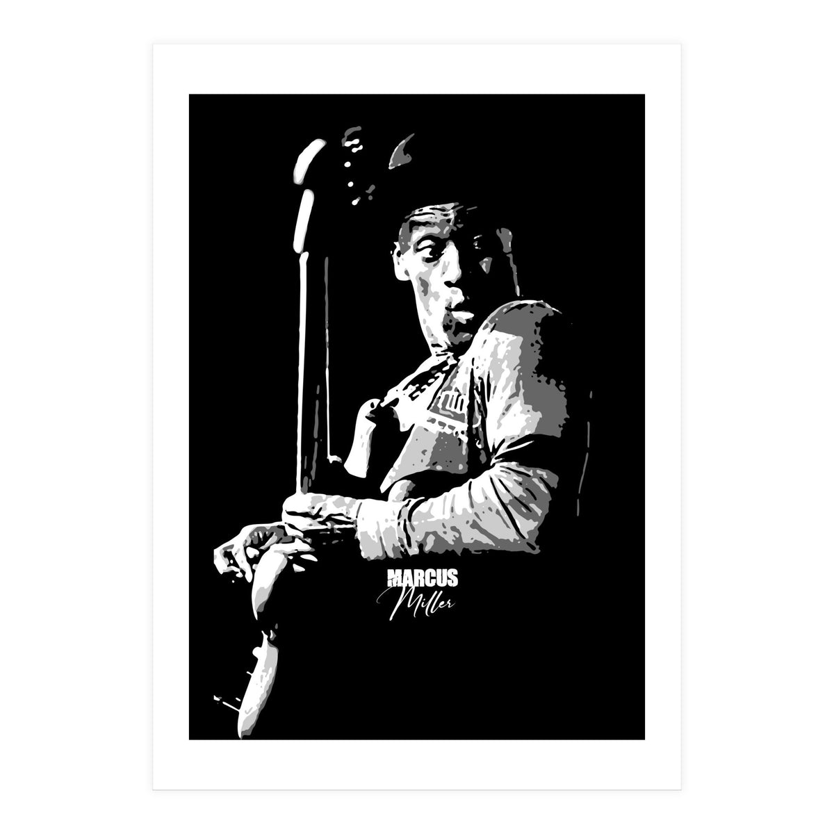 Marcus Miller American Music Legend in Grayscale (Print Only)