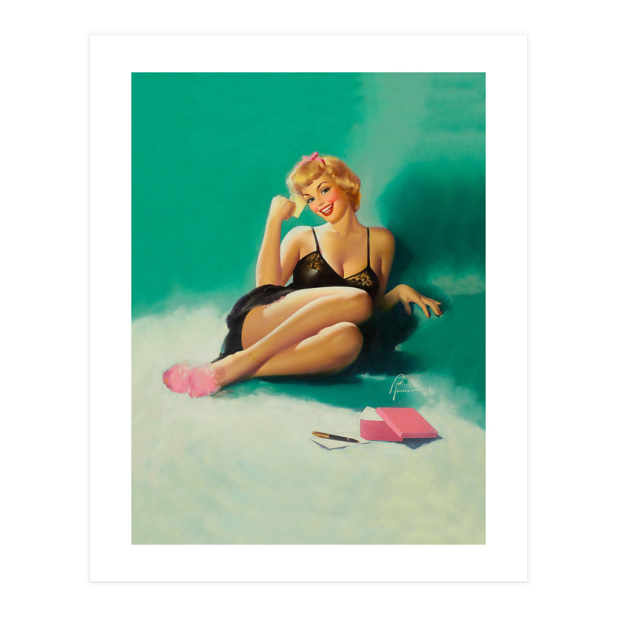 Sexy Pinup Girl With Phone Number For You (Print Only)