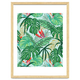 The Tropics | Jungle Botanical Bird of Paradise Illustration | Forest Palm Monstera Banana Leaves thumbnail