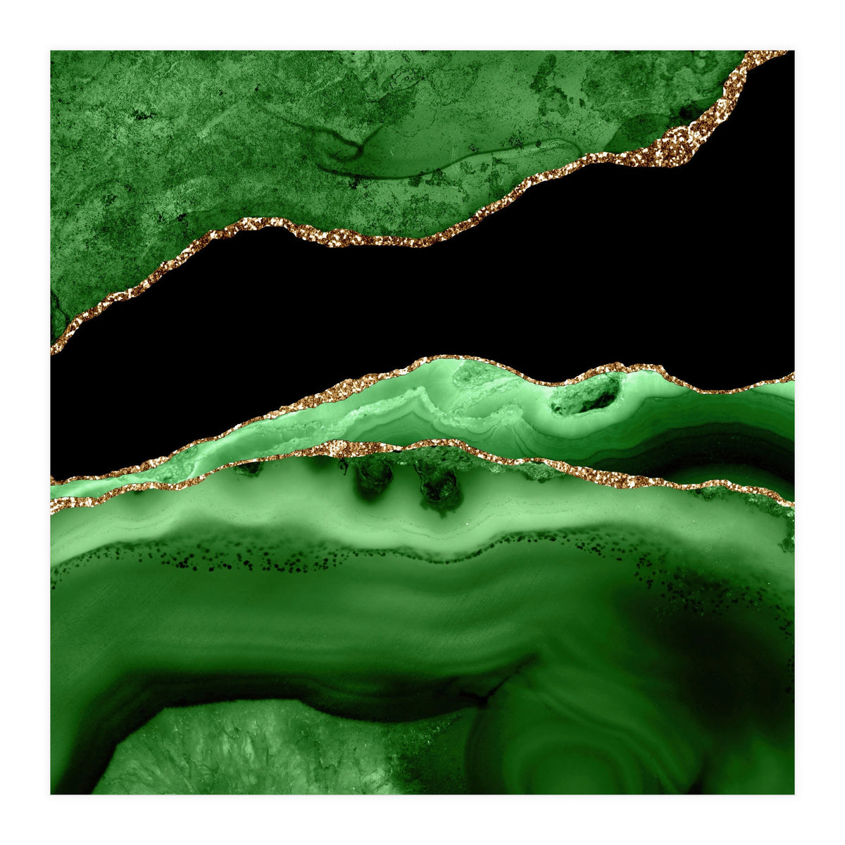 Green & Gold Agate Texture 13 (Print Only)