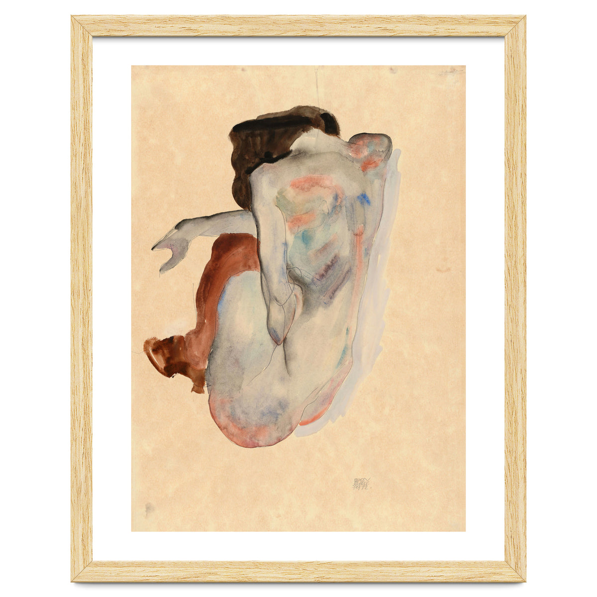 Crouching Nude in Shoes and Black Stockings, Back View.