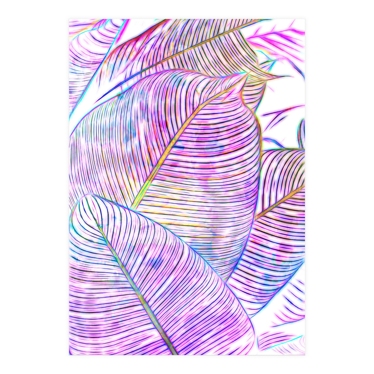 Pink Banana Leaves | Tropical Botanical Jungle | Ultraviolet Purple Nature Plants | Eclectic Forest (Print Only)