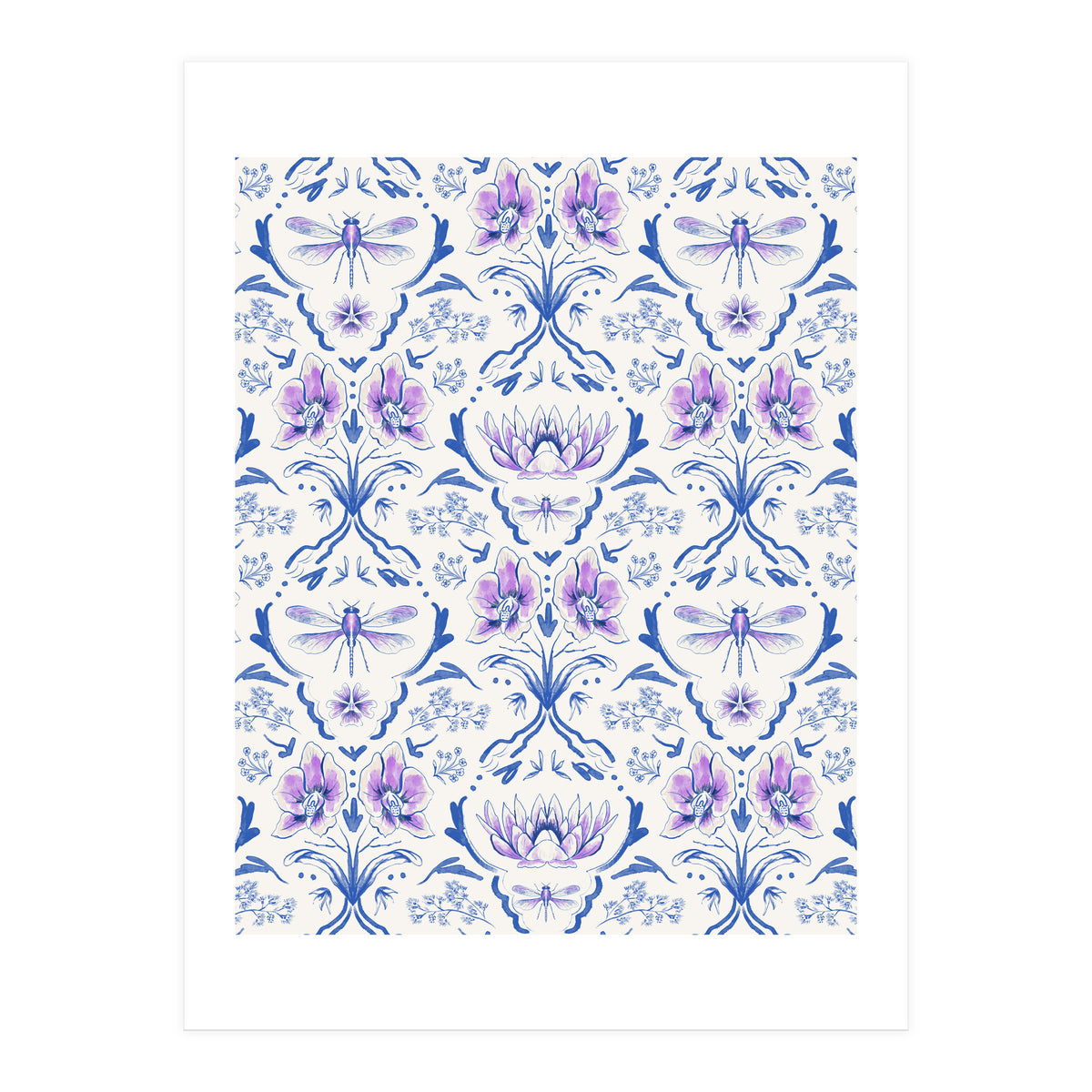Bohemian Garden Blue Pattern (Print Only)