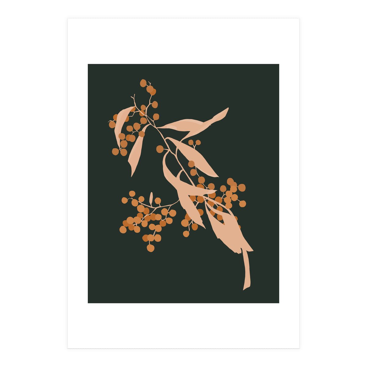 The Blooming Touch, Botanical Vintage Illustration, Dark Blush Bohemian Painting, Plants Nature Eclectic Classy Scandinavian (Print Only)