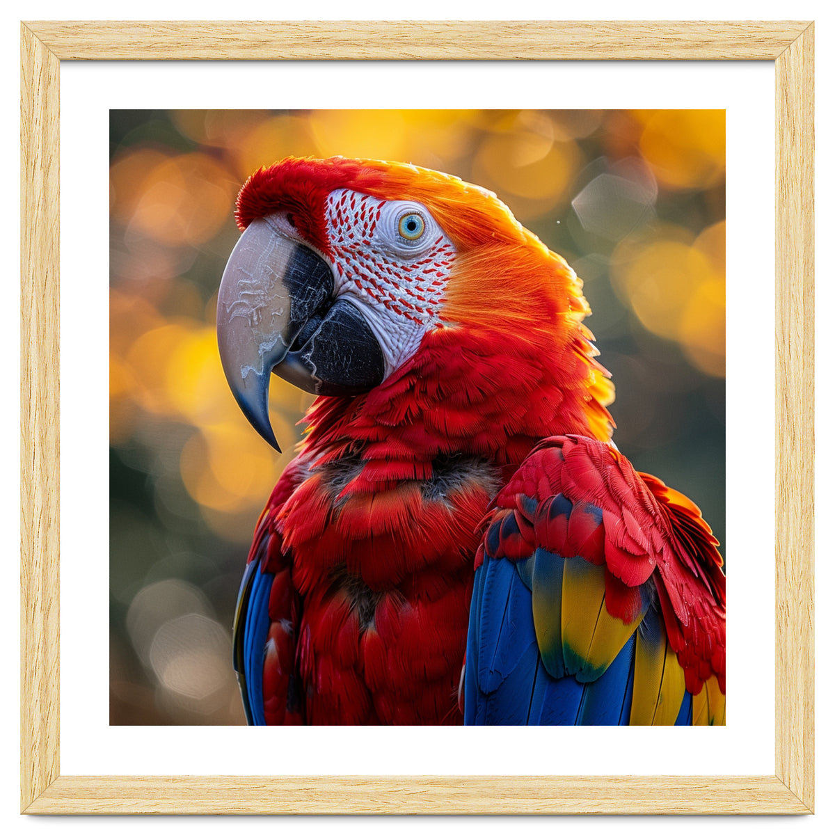 Scarlet Macaw Parrot Close Up Portrait