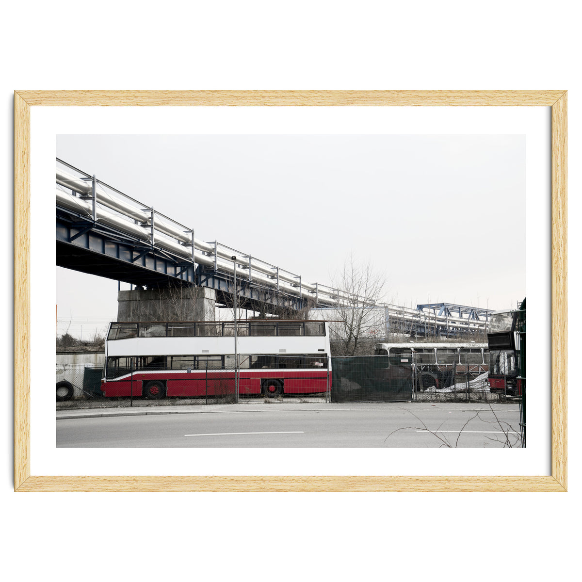 Abandoned Bus under the rail bridge