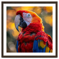 Scarlet Macaw Parrot Close Up Portrait