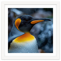 Close Up Of King Penguin In The Rain