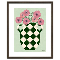 Checkered vase with anemones