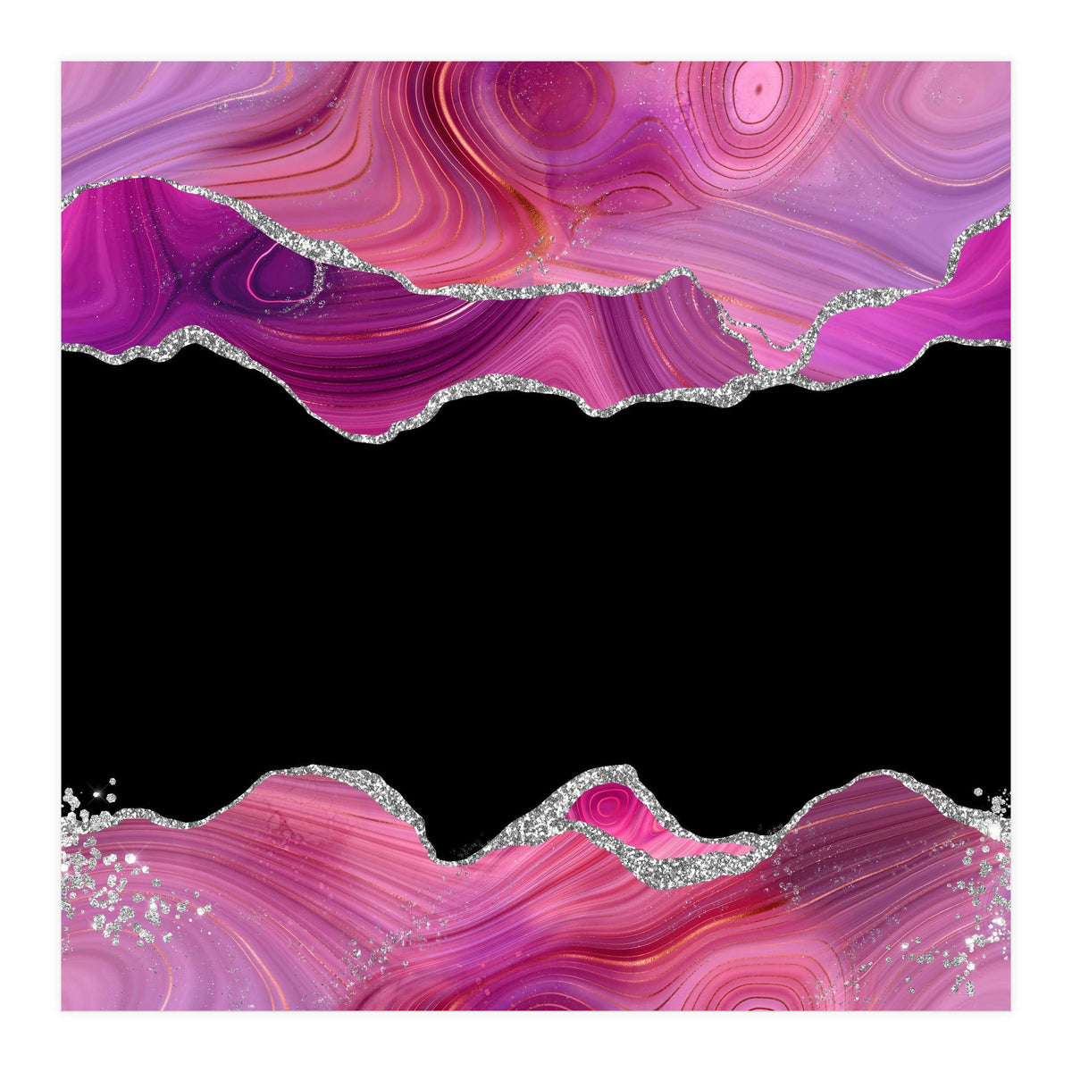 Magenta & Silver Agate Texture 03  (Print Only)