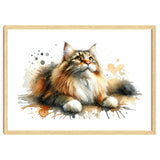 Majestic Cat With Watercolor Splashes thumbnail